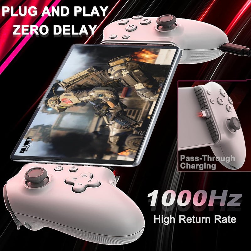 Megadream USB C Game Controller for iPad/Tablet (6.7-11in compatible), Plug and Play Gamepad Joystick, Remote Play Controller for PS5/Xbox/PC, Cloud Game, Hall Rocker/Trigger/Turbo/Macro, Passthrough Charging - Image 4